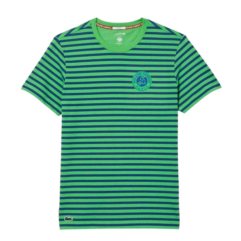 Lacoste Unisex Adult Roland Garros Edition Striped TShirt Blue Lacoste Unisex Adult Roland Garros Edition Striped TShirt Blue